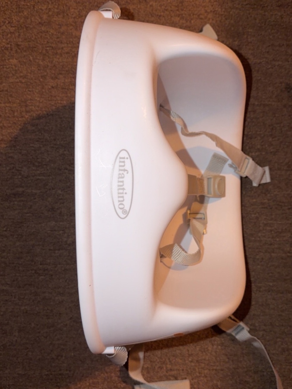 Infantino White Portable Baby Seat Booster with Adjustable Straps